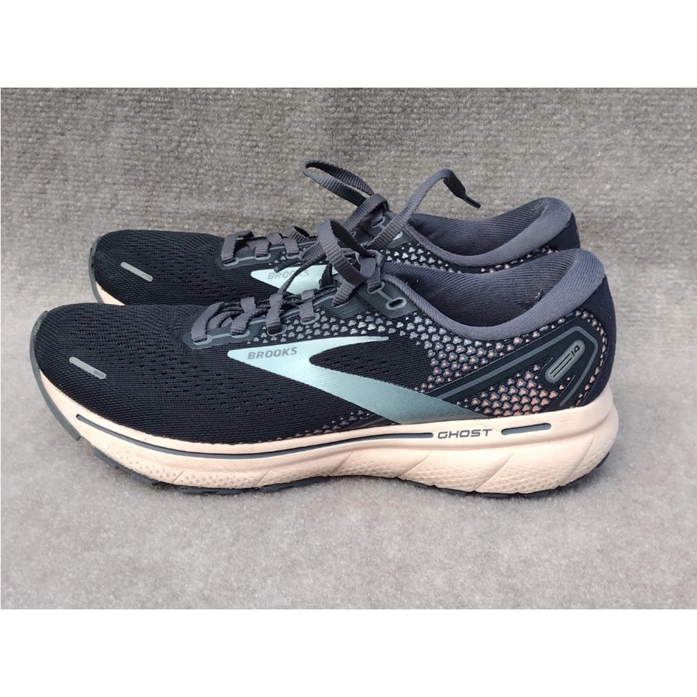 Brooks Ghost 14 Athletic Running Shoes Womens Sz 8.5 Black Blue Pink